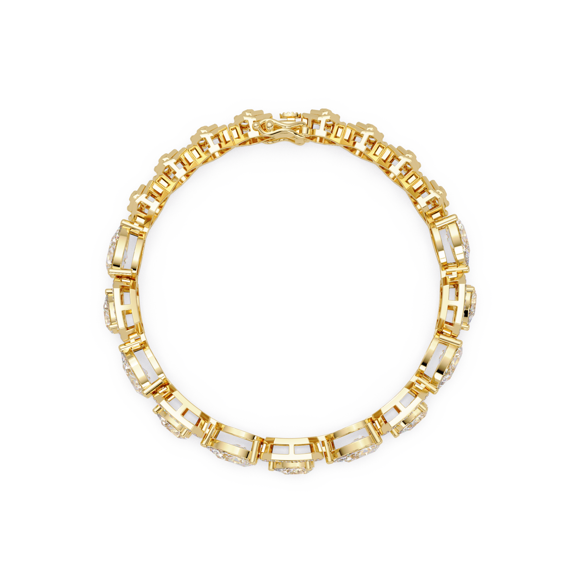 Luxury Pear & Hexagon Halo Diamond Tennis Bracelet