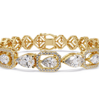 Luxury Pear & Hexagon Halo Diamond Tennis Bracelet