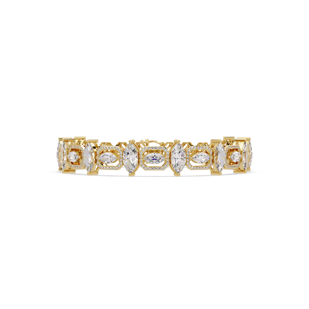 Luxury Marquise & Oval Halo Diamond Tennis Bracelet