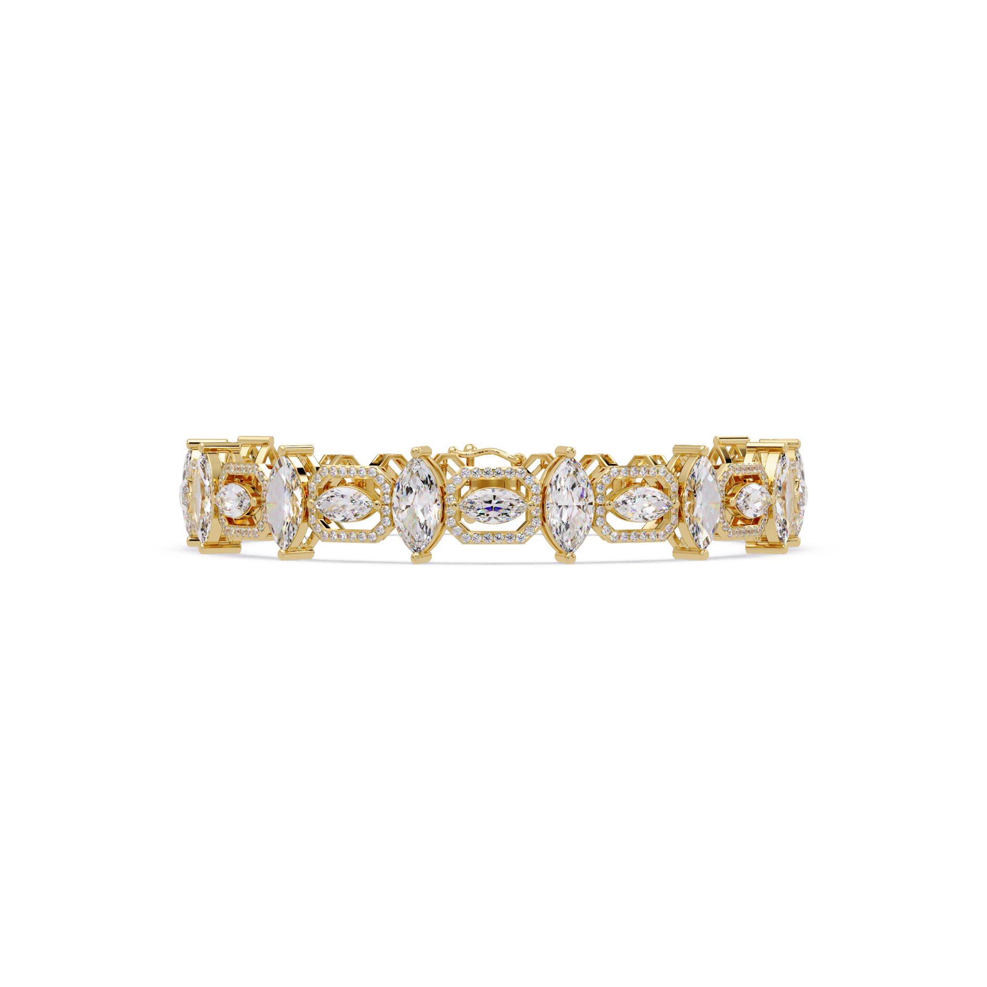Luxury Marquise & Oval Halo Diamond Tennis Bracelet