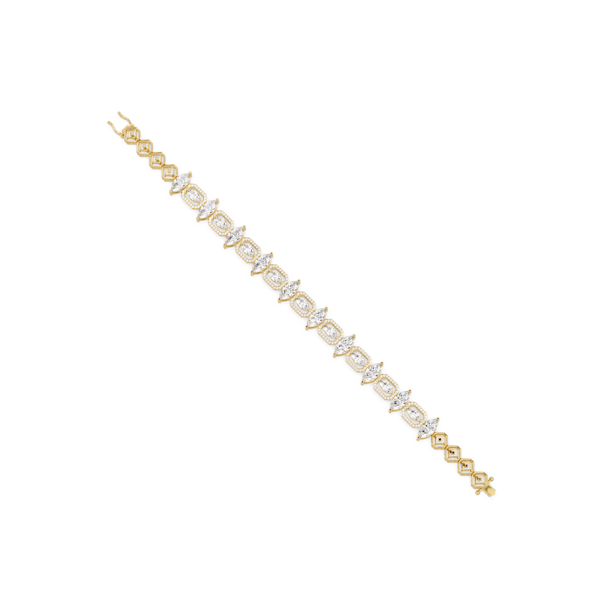 Luxury Marquise & Oval Halo Diamond Tennis Bracelet