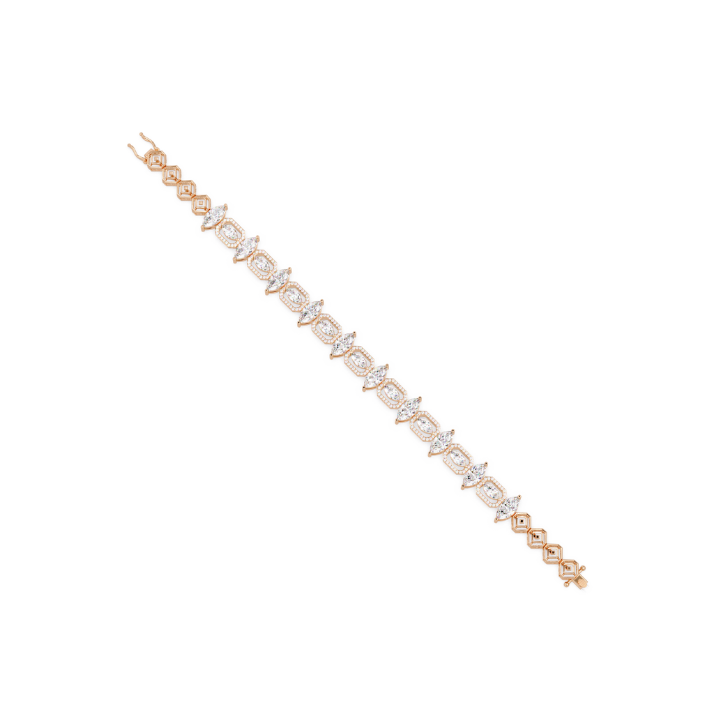 Luxury Marquise & Oval Halo Diamond Tennis Bracelet