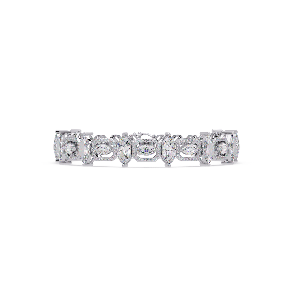 Luxury Marquise & Oval Halo Diamond Tennis Bracelet