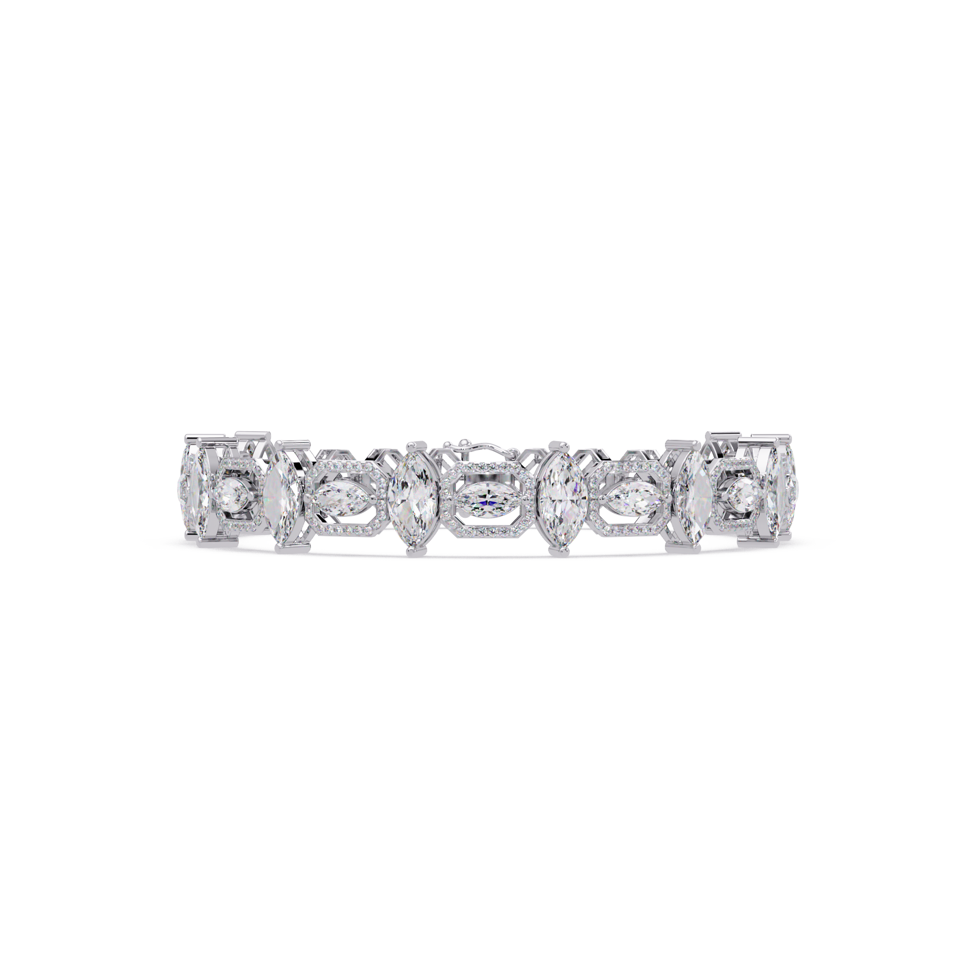 Luxury Marquise & Oval Halo Diamond Tennis Bracelet