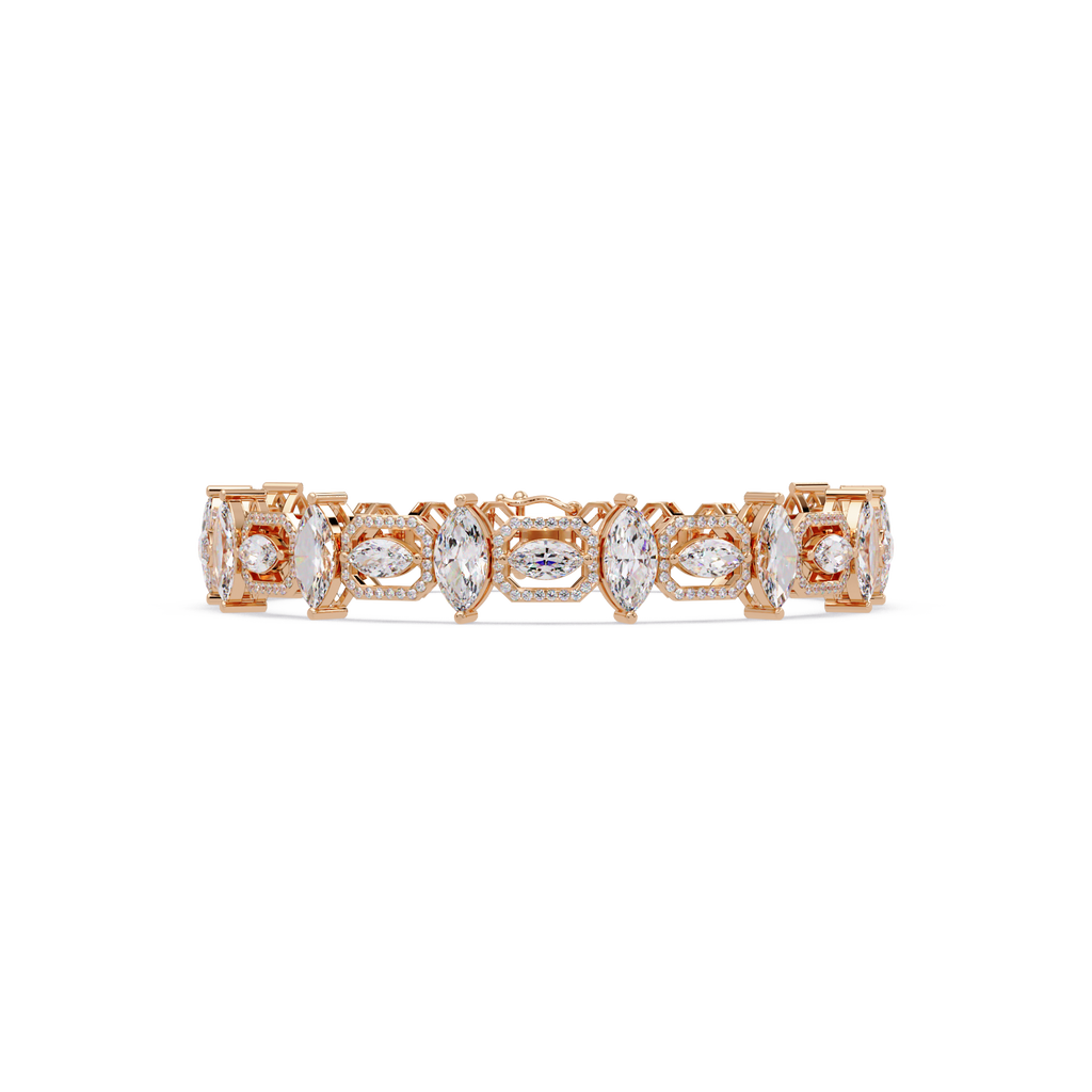 Luxury Marquise & Oval Halo Diamond Tennis Bracelet