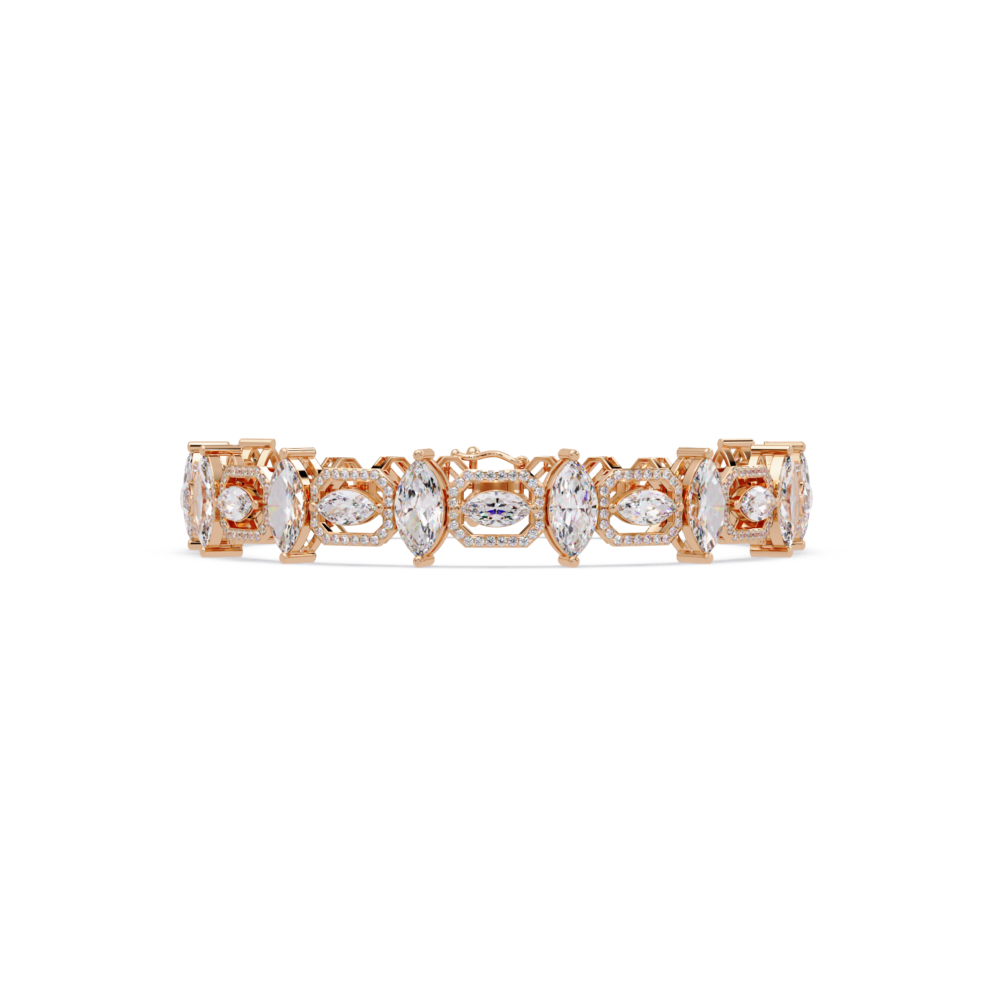 Luxury Marquise & Oval Halo Diamond Tennis Bracelet