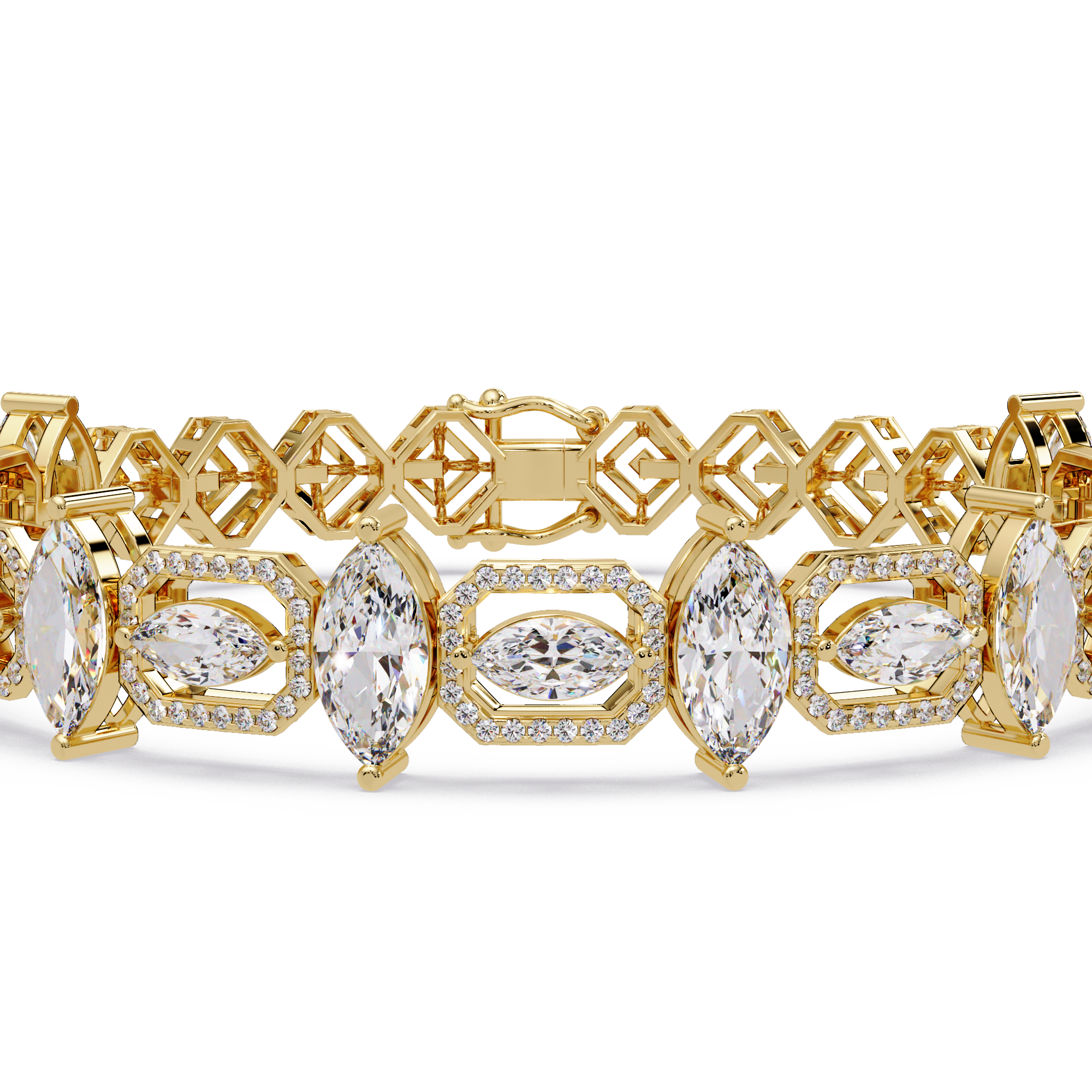 Luxury Marquise & Oval Halo Diamond Tennis Bracelet