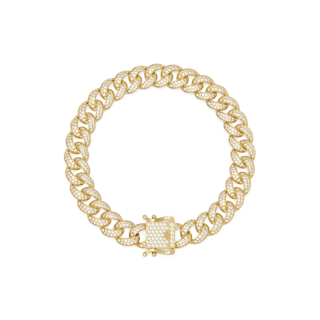 Iced Cuban Link Bracelet | Diamond-Studded Luxury Bracelet for Men & Women