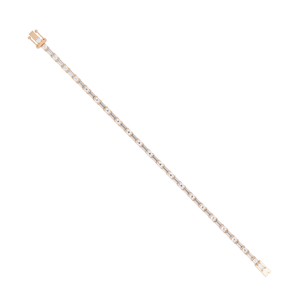 Round & Baguette Diamond Tennis Bracelet | Luxury Bracelet for Men & Women