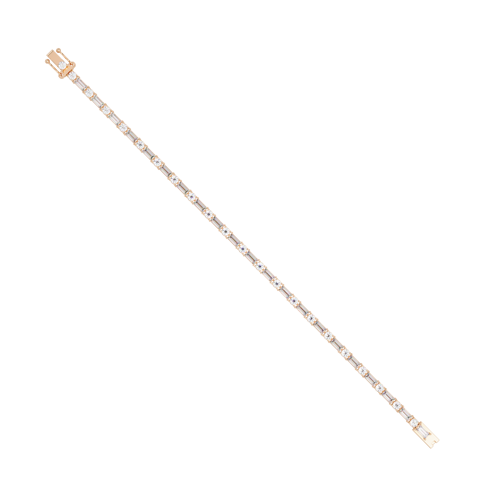 Round & Baguette Diamond Tennis Bracelet | Luxury Bracelet for Men & Women