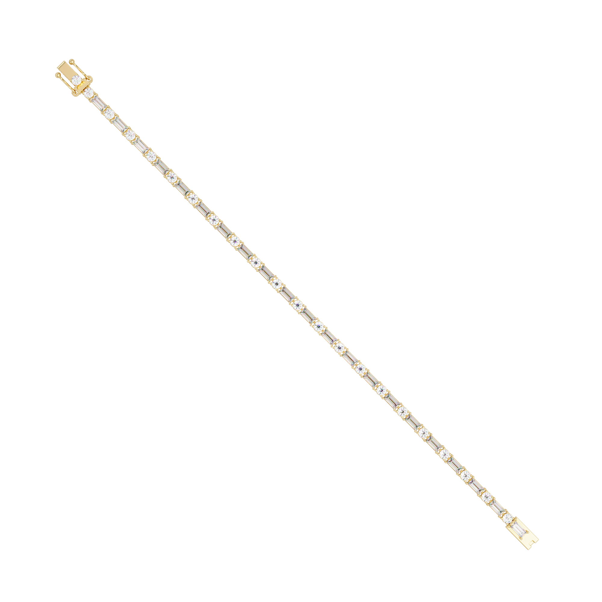 Round & Baguette Diamond Tennis Bracelet | Luxury Bracelet for Men & Women