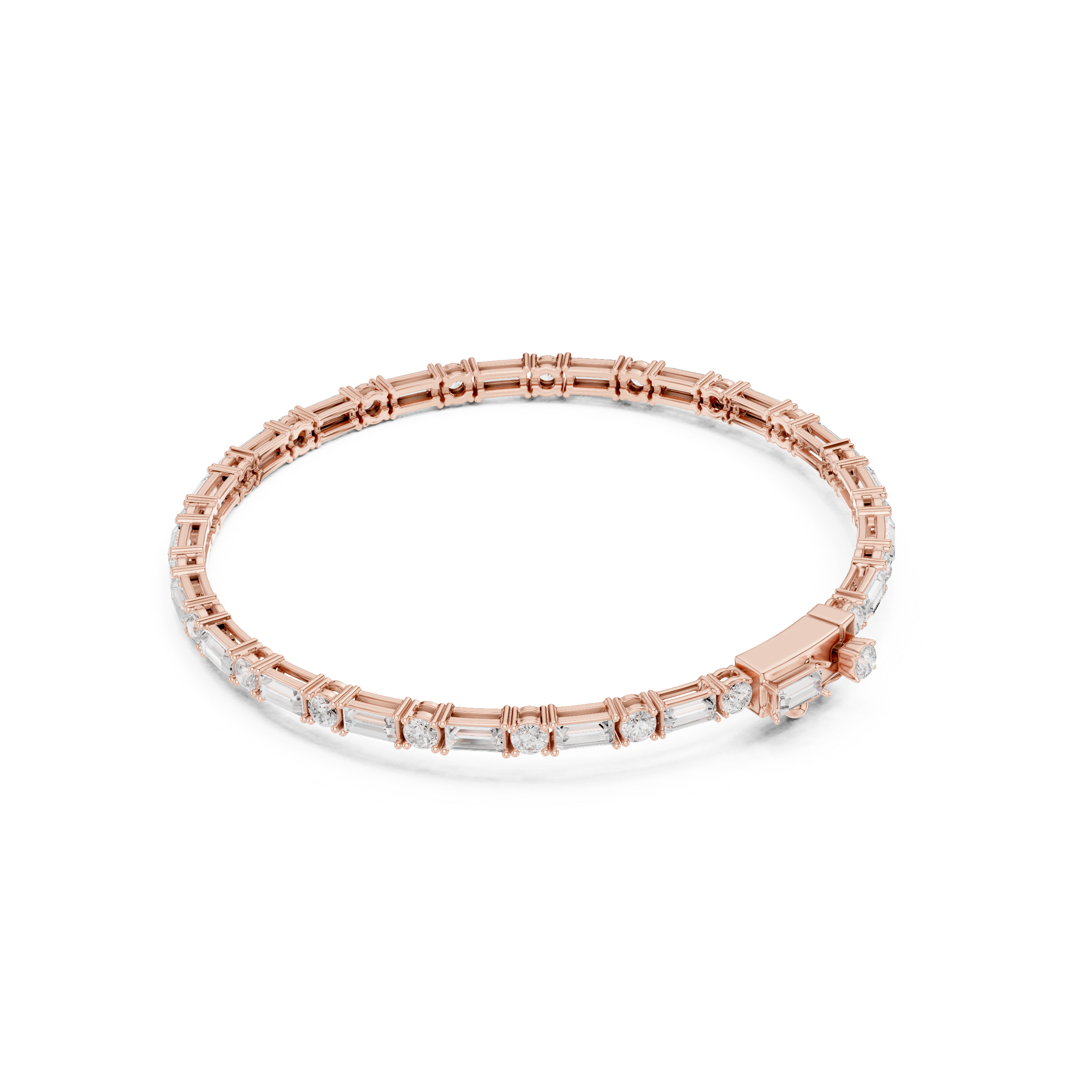Round & Baguette Diamond Tennis Bracelet | Luxury Bracelet for Men & Women