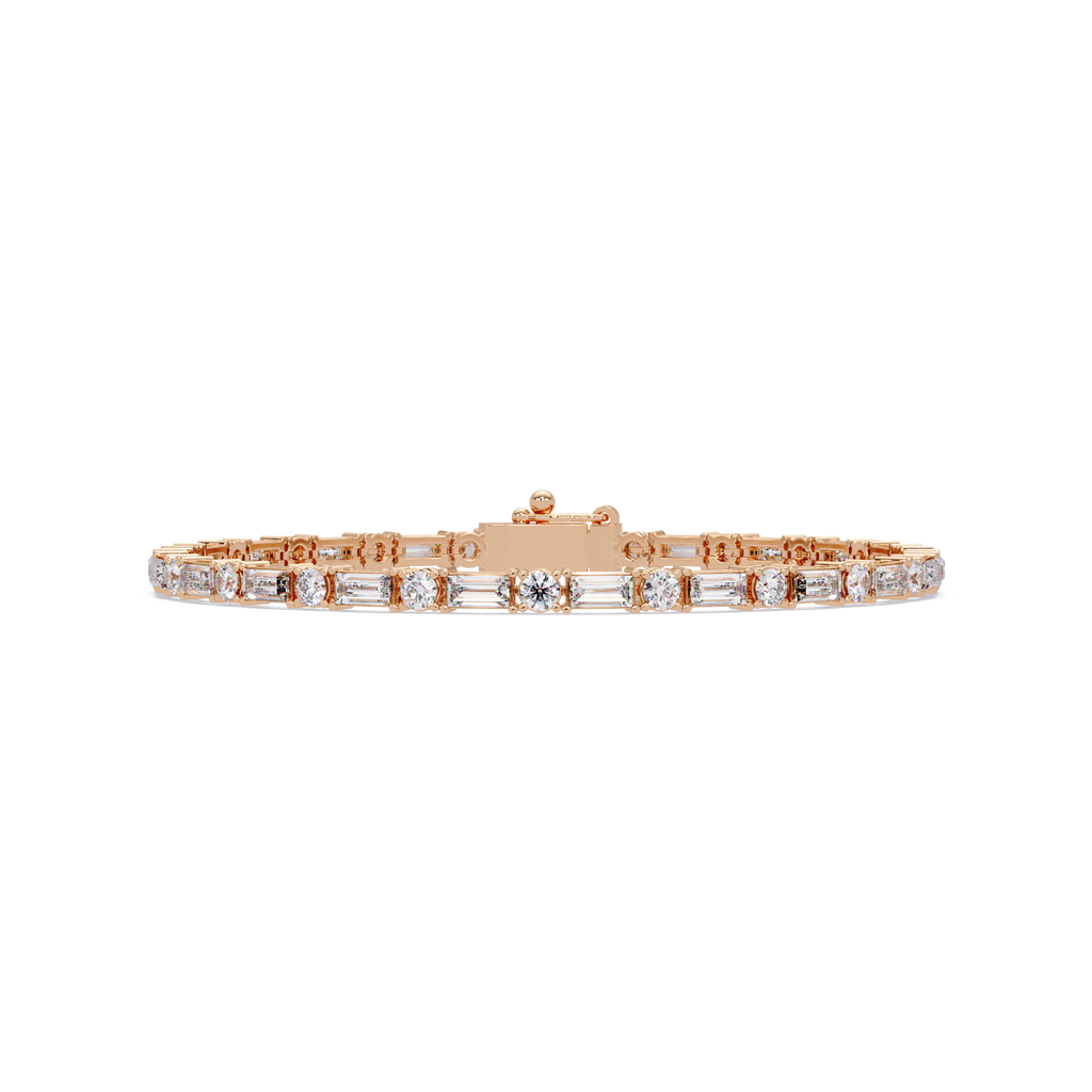 Round & Baguette Diamond Tennis Bracelet | Luxury Bracelet for Men & Women
