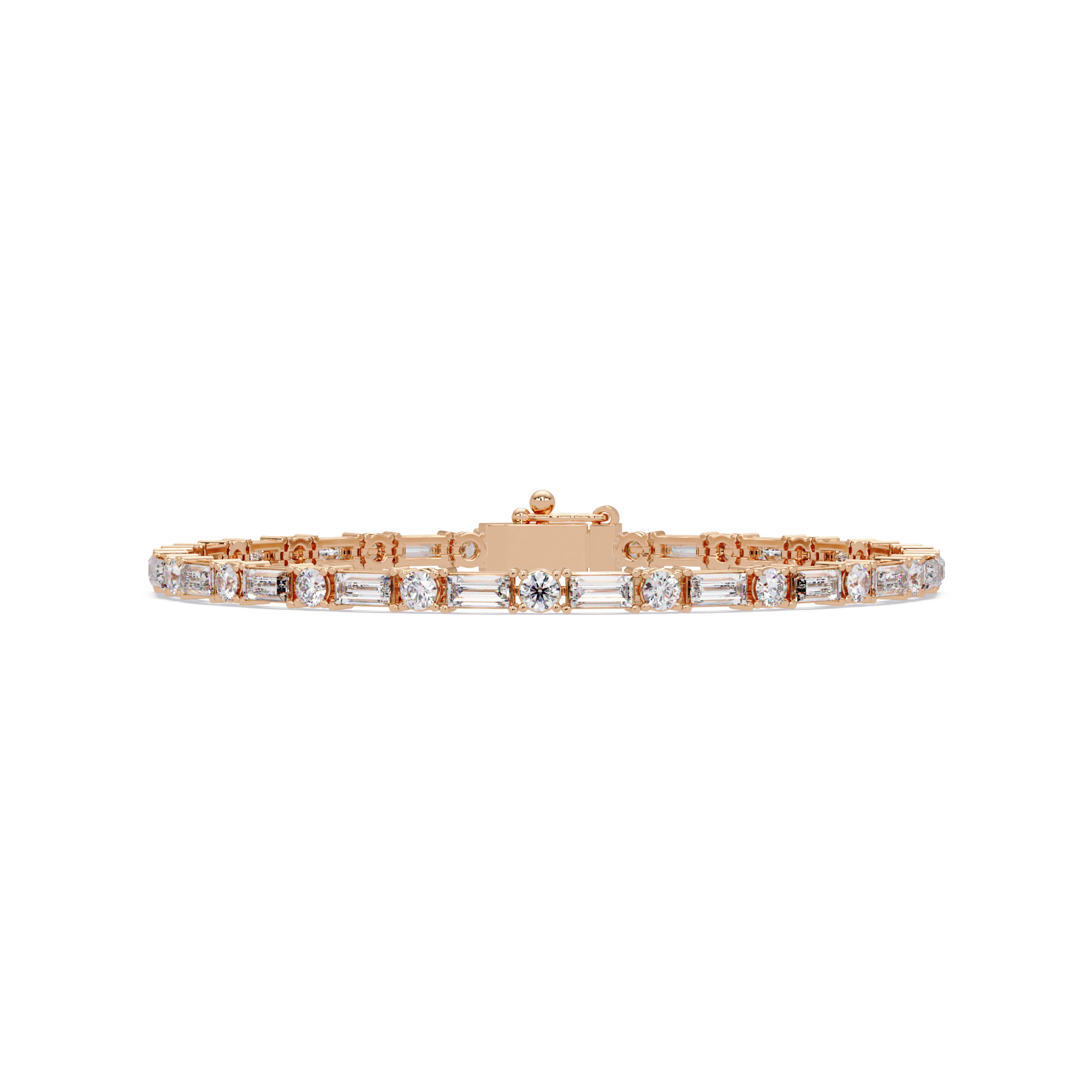 Round & Baguette Diamond Tennis Bracelet | Luxury Bracelet for Men & Women