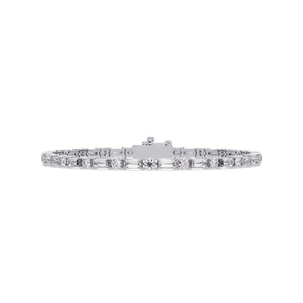 Round & Baguette Diamond Tennis Bracelet | Luxury Bracelet for Men & Women