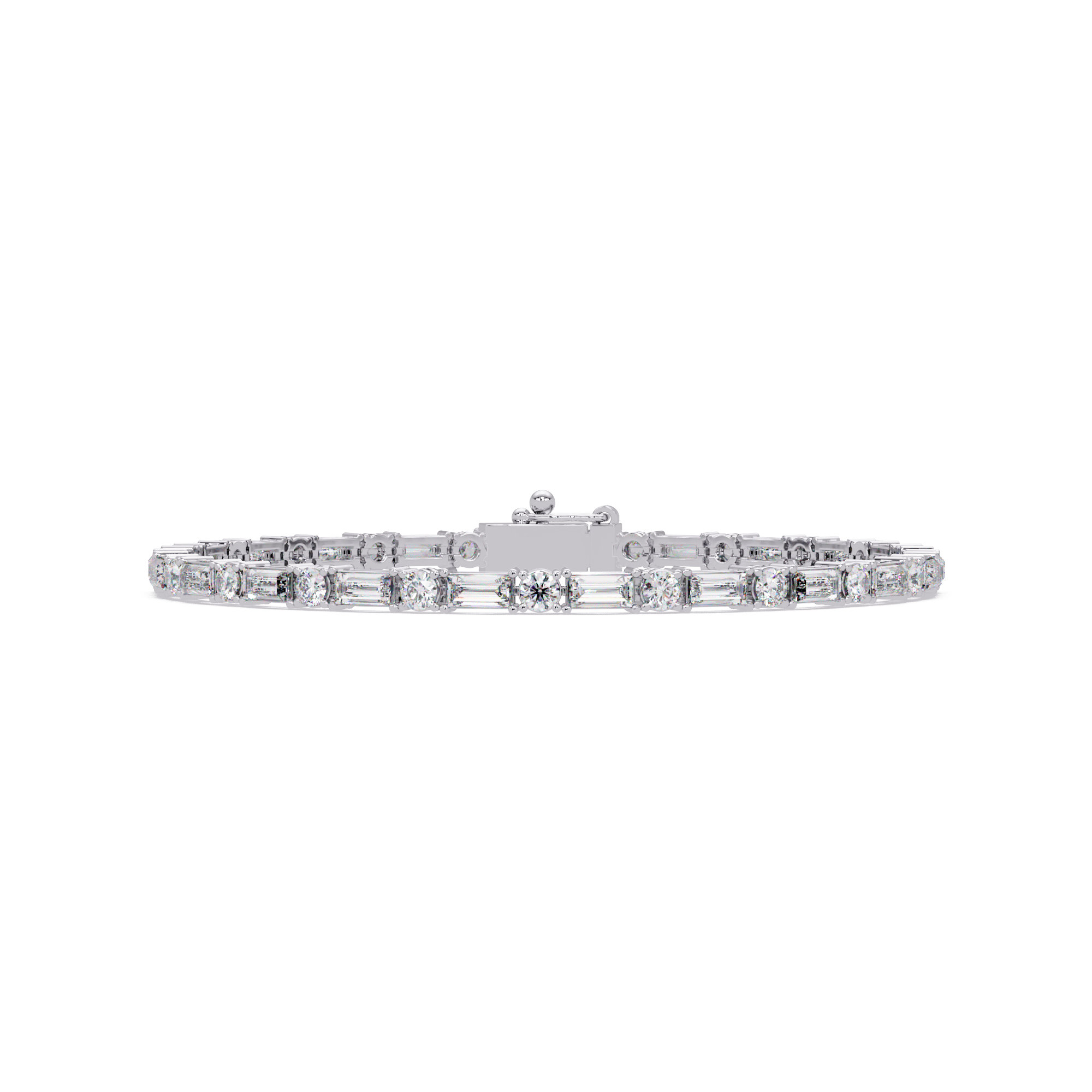 Round & Baguette Diamond Tennis Bracelet | Luxury Bracelet for Men & Women