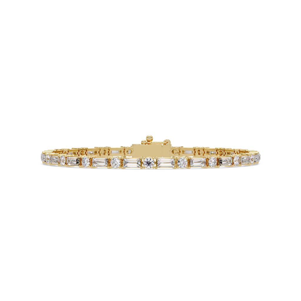Round & Baguette Diamond Tennis Bracelet | Luxury Bracelet for Men & Women