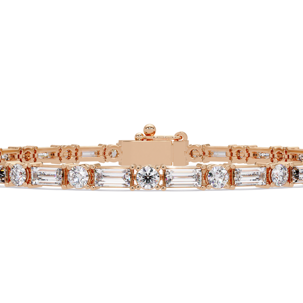 Round & Baguette Diamond Tennis Bracelet | Luxury Bracelet for Men & Women
