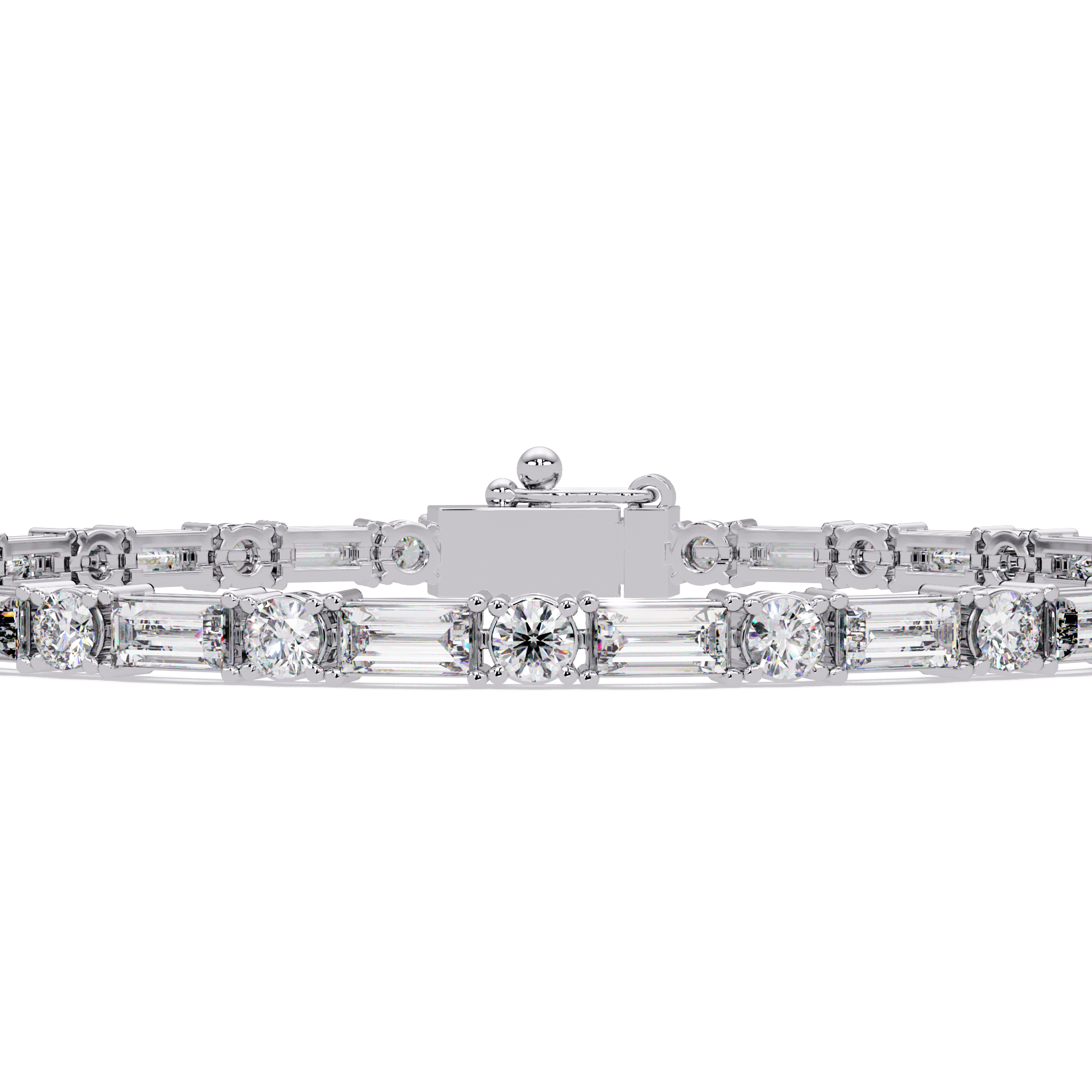 Round & Baguette Diamond Tennis Bracelet | Luxury Bracelet for Men & Women