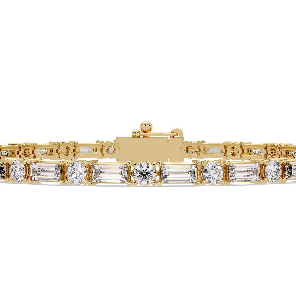 Round & Baguette Diamond Tennis Bracelet | Luxury Bracelet for Men & Women