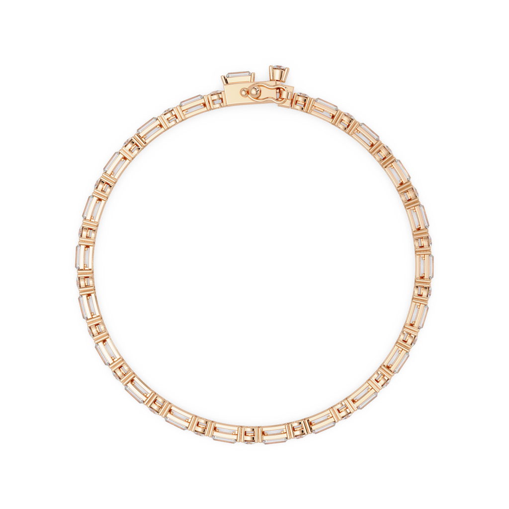 Round & Baguette Diamond Tennis Bracelet | Luxury Bracelet for Men & Women