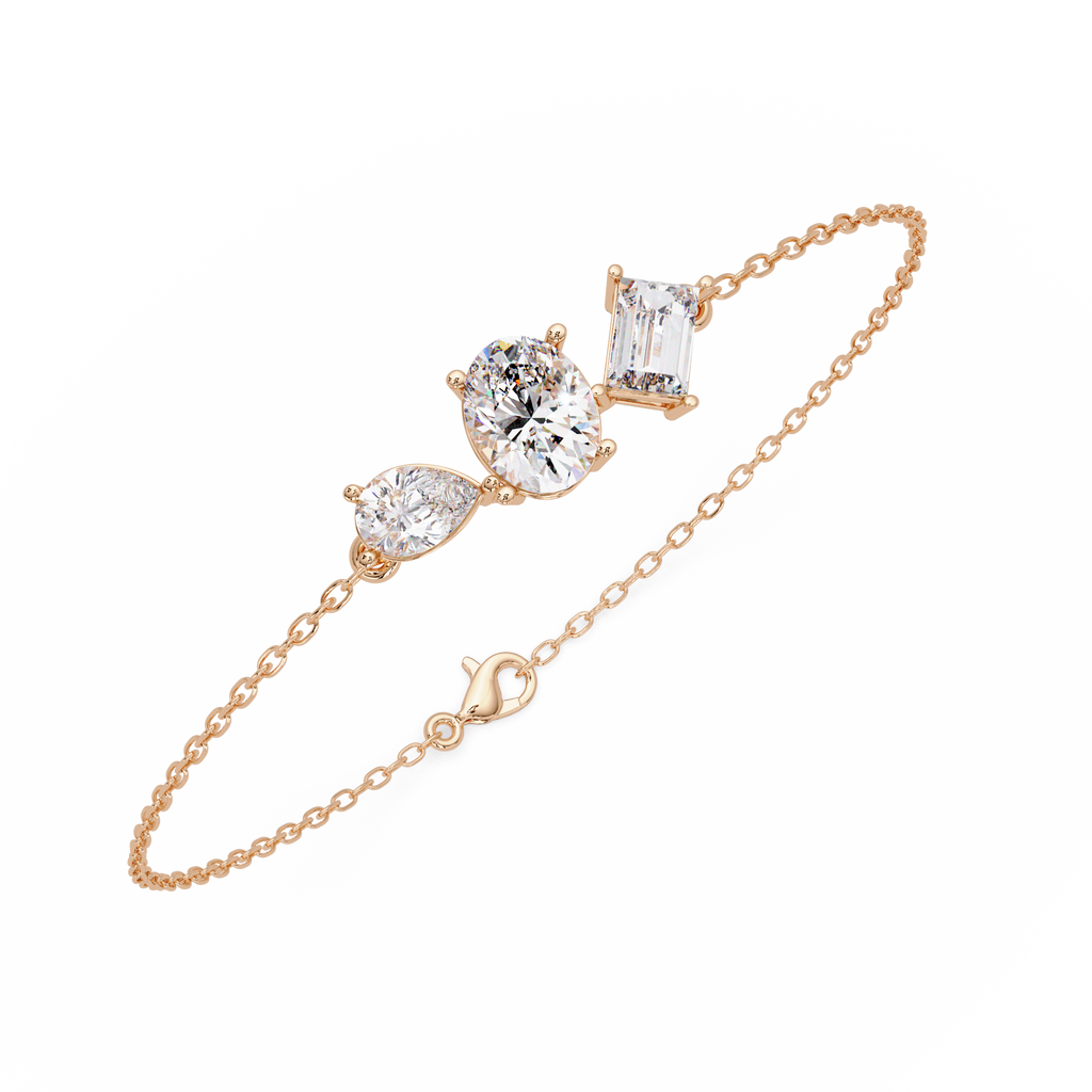 Three Stone Diamond Bracelet for Women