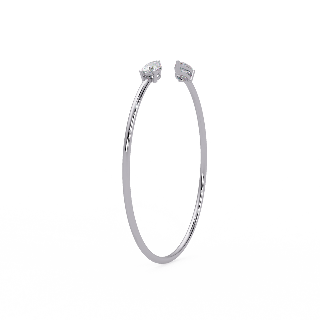 Pear Cut Diamond Open Cuff Bangle Bracelet | Minimalist Luxury Bracelet for Women