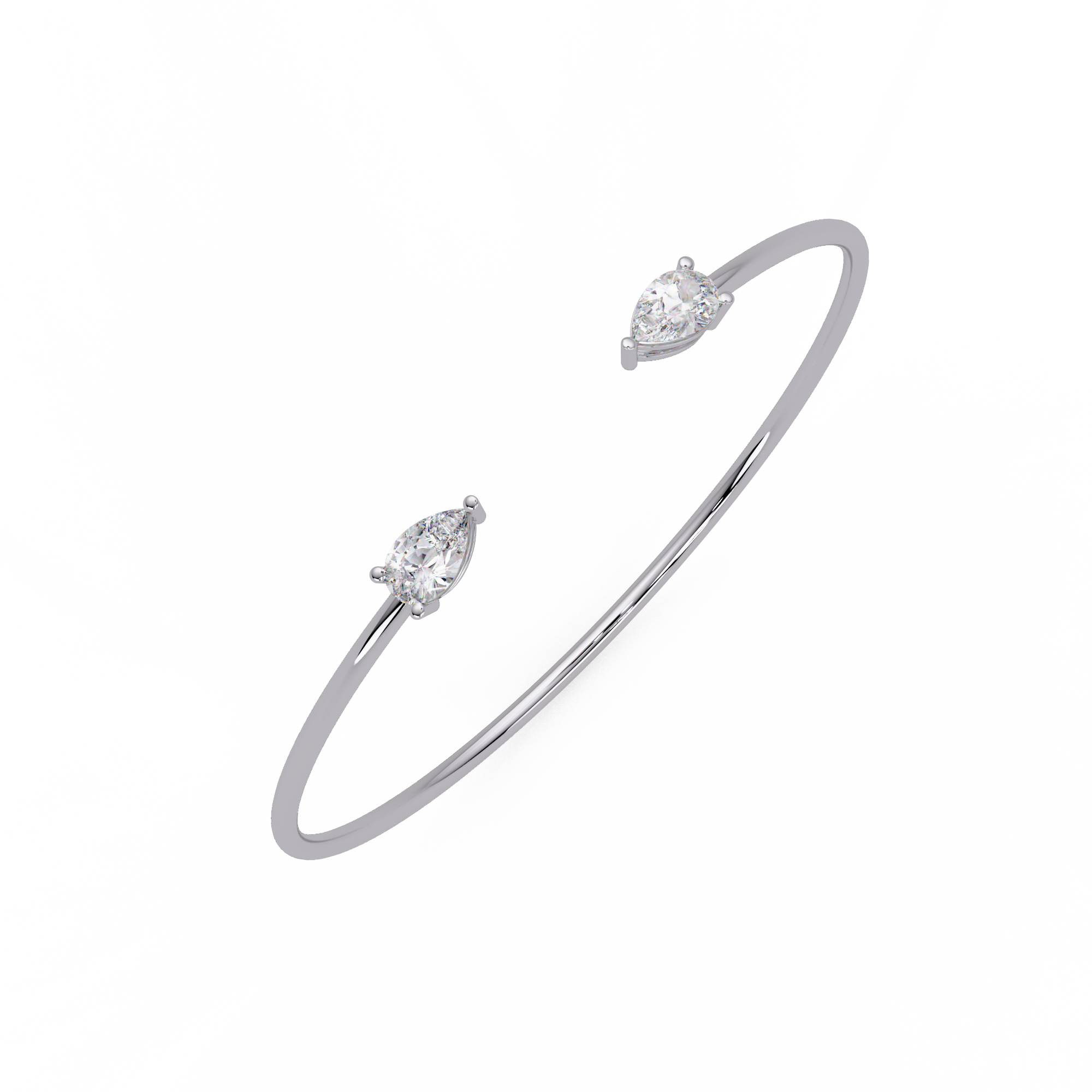 Pear Cut Diamond Open Cuff Bangle Bracelet | Minimalist Luxury Bracelet for Women