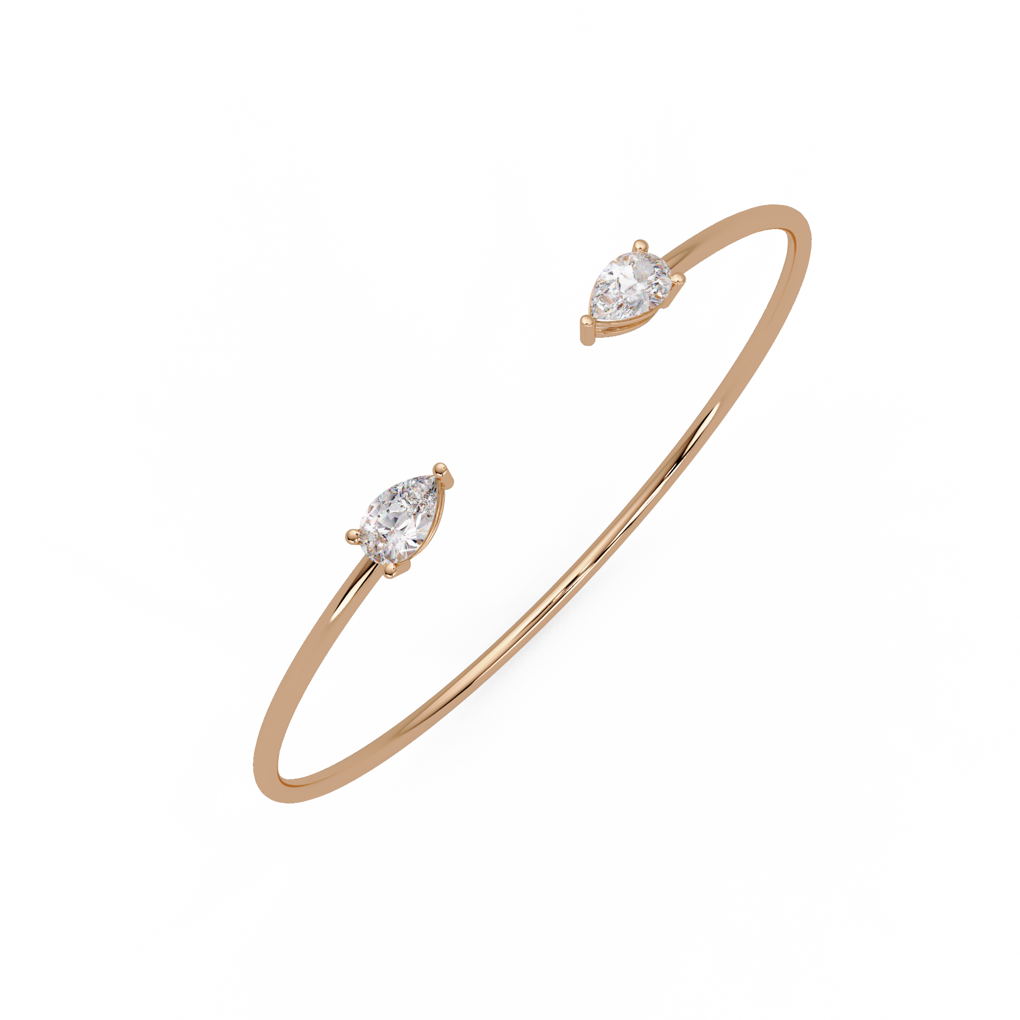 Pear Cut Diamond Open Cuff Bangle Bracelet | Minimalist Luxury Bracelet for Women