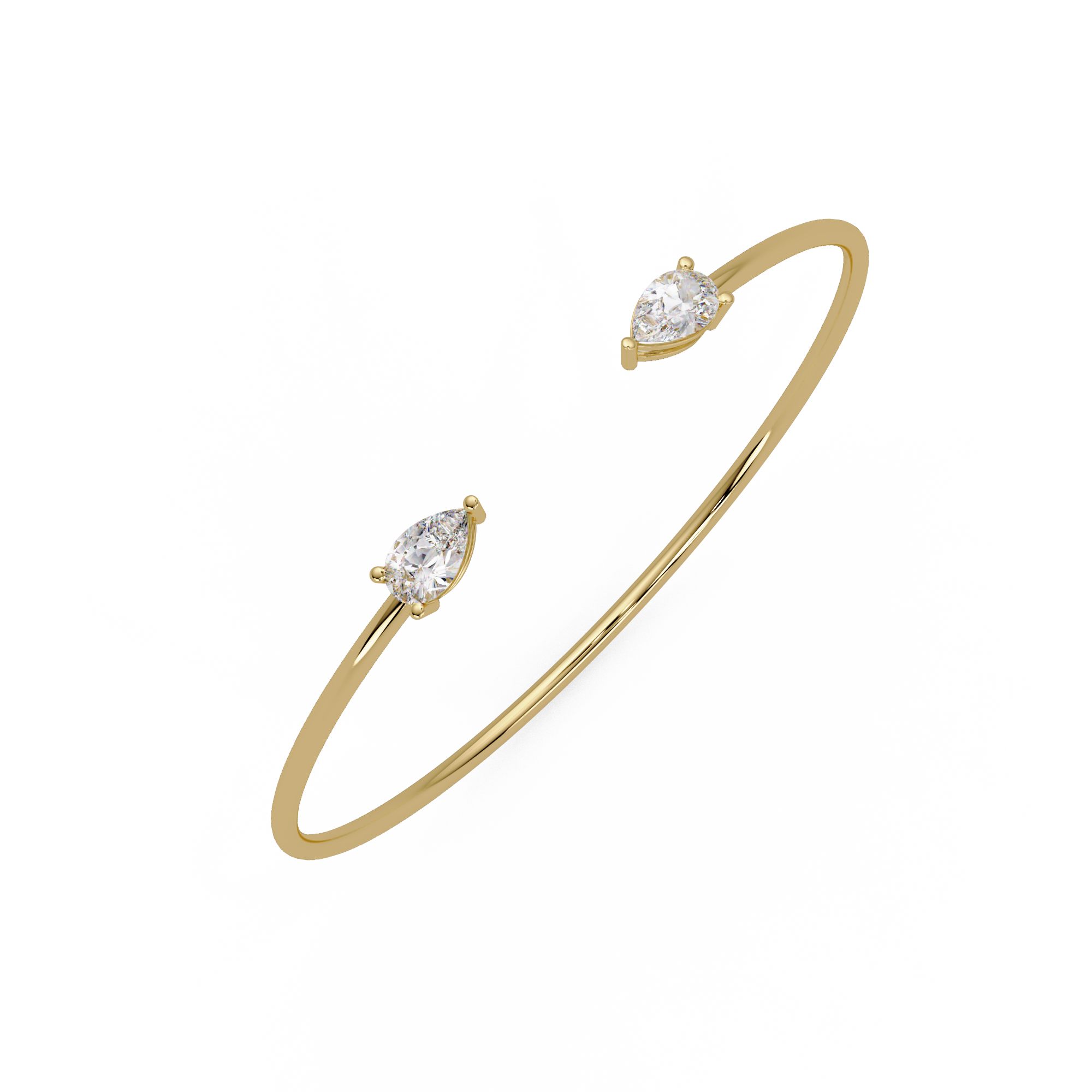 Pear Cut Diamond Open Cuff Bangle Bracelet | Minimalist Luxury Bracelet for Women