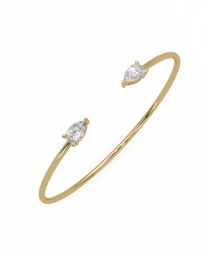 Pear Cut Diamond Open Cuff Bangle Bracelet | Minimalist Luxury Bracelet for Women