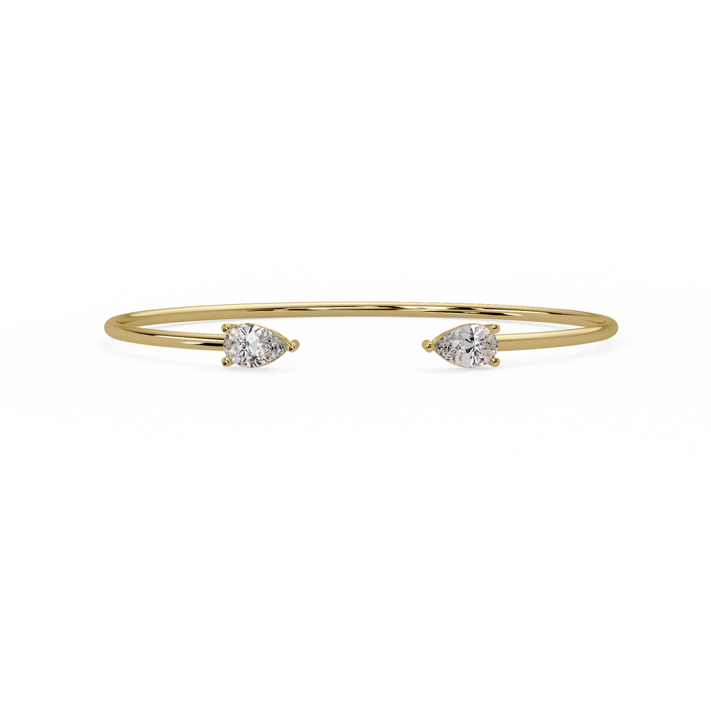 Pear Cut Diamond Open Cuff Bangle Bracelet | Minimalist Luxury Bracelet for Women