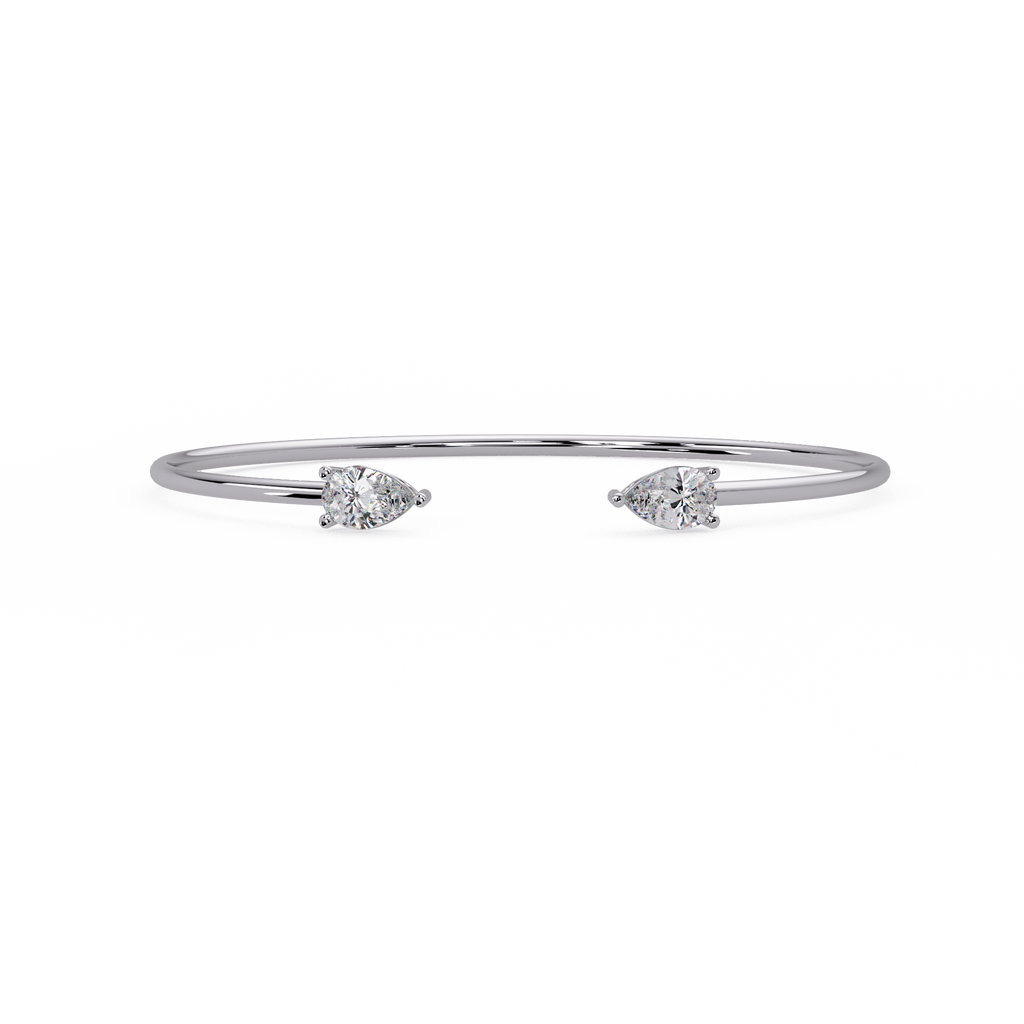 Pear Cut Diamond Open Cuff Bangle Bracelet | Minimalist Luxury Bracelet for Women