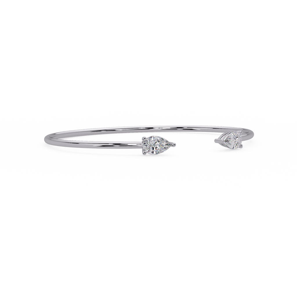 Pear Cut Diamond Open Cuff Bangle Bracelet | Minimalist Luxury Bracelet for Women