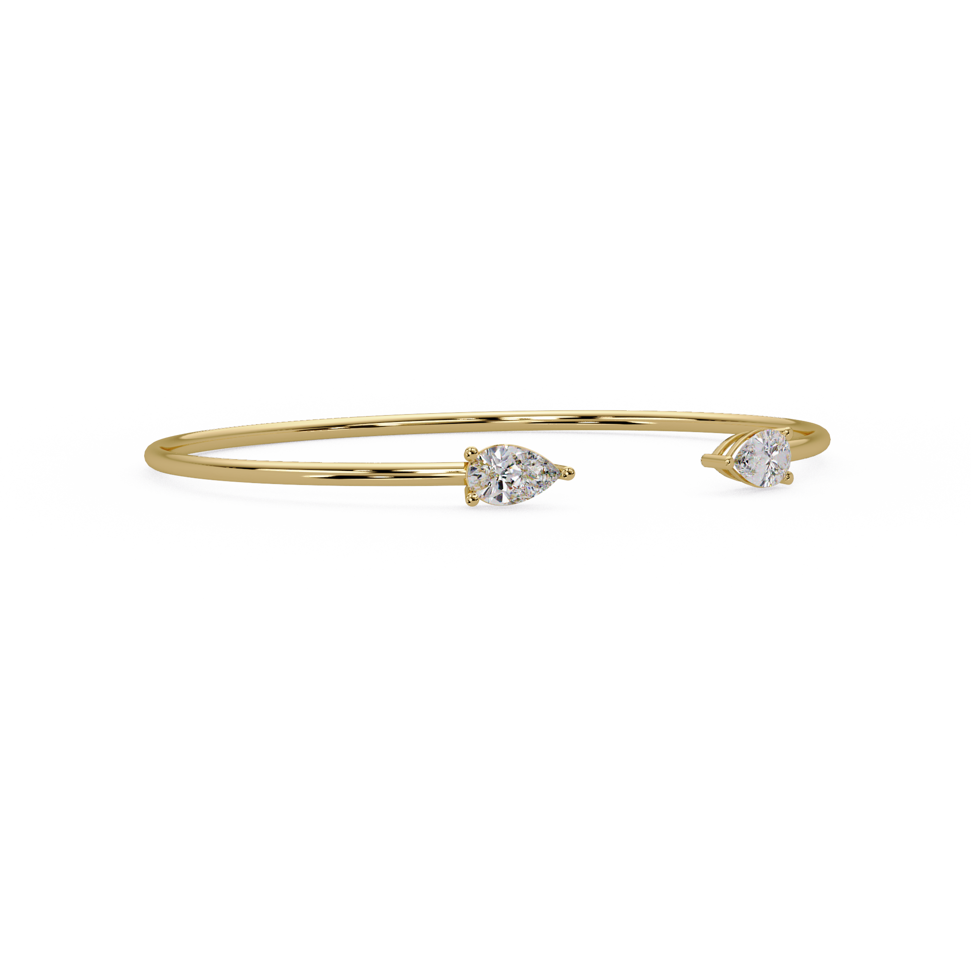 Pear Cut Diamond Open Cuff Bangle Bracelet | Minimalist Luxury Bracelet for Women