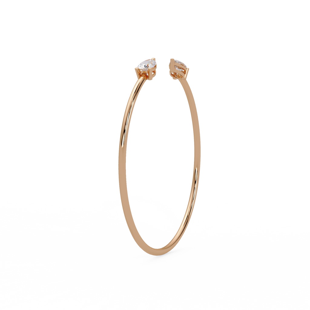 Pear Cut Diamond Open Cuff Bangle Bracelet | Minimalist Luxury Bracelet for Women