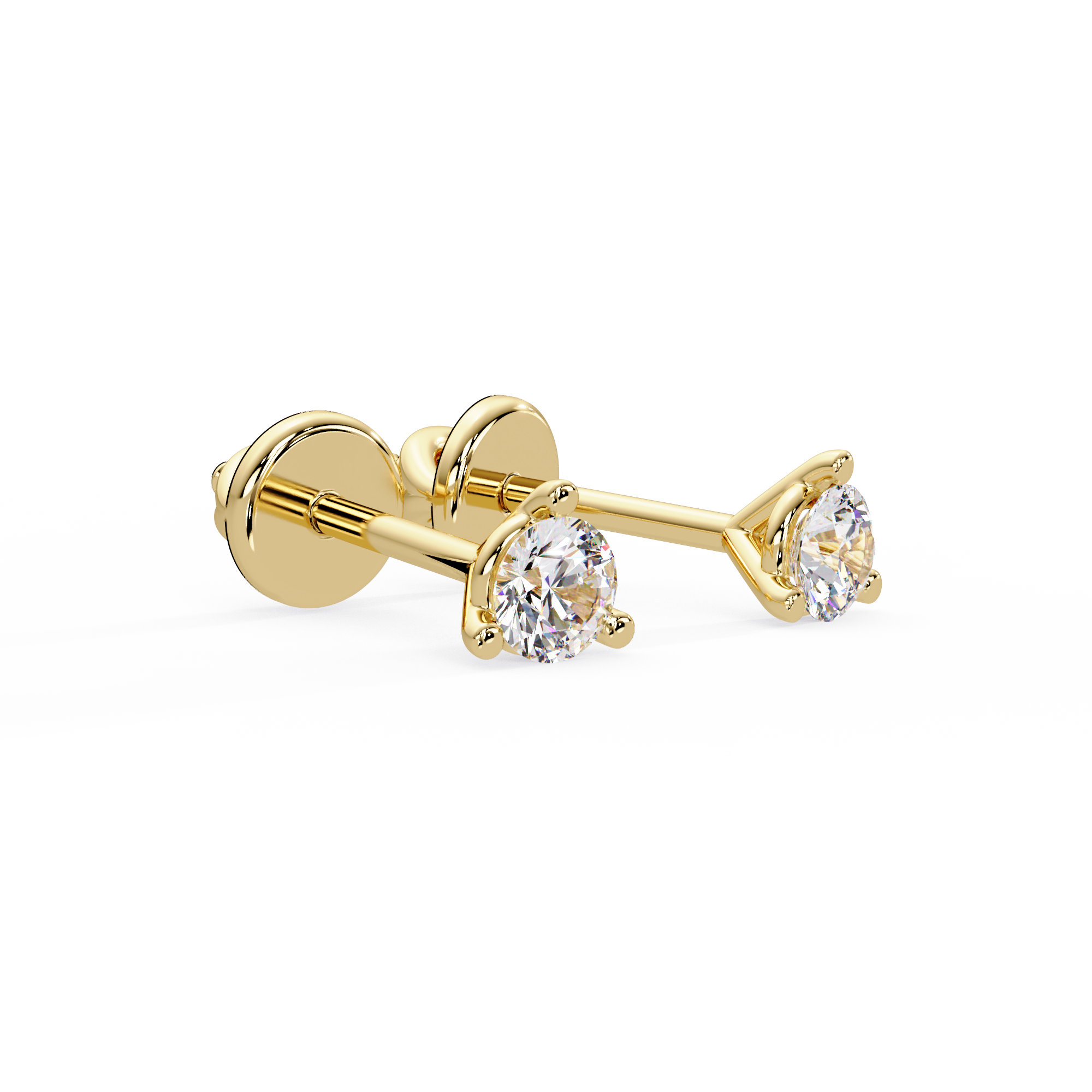 Round Cut Diamond Half Hoop Earrings | 14K & 18K Gold | Minimal Everyday Hoop Earrings