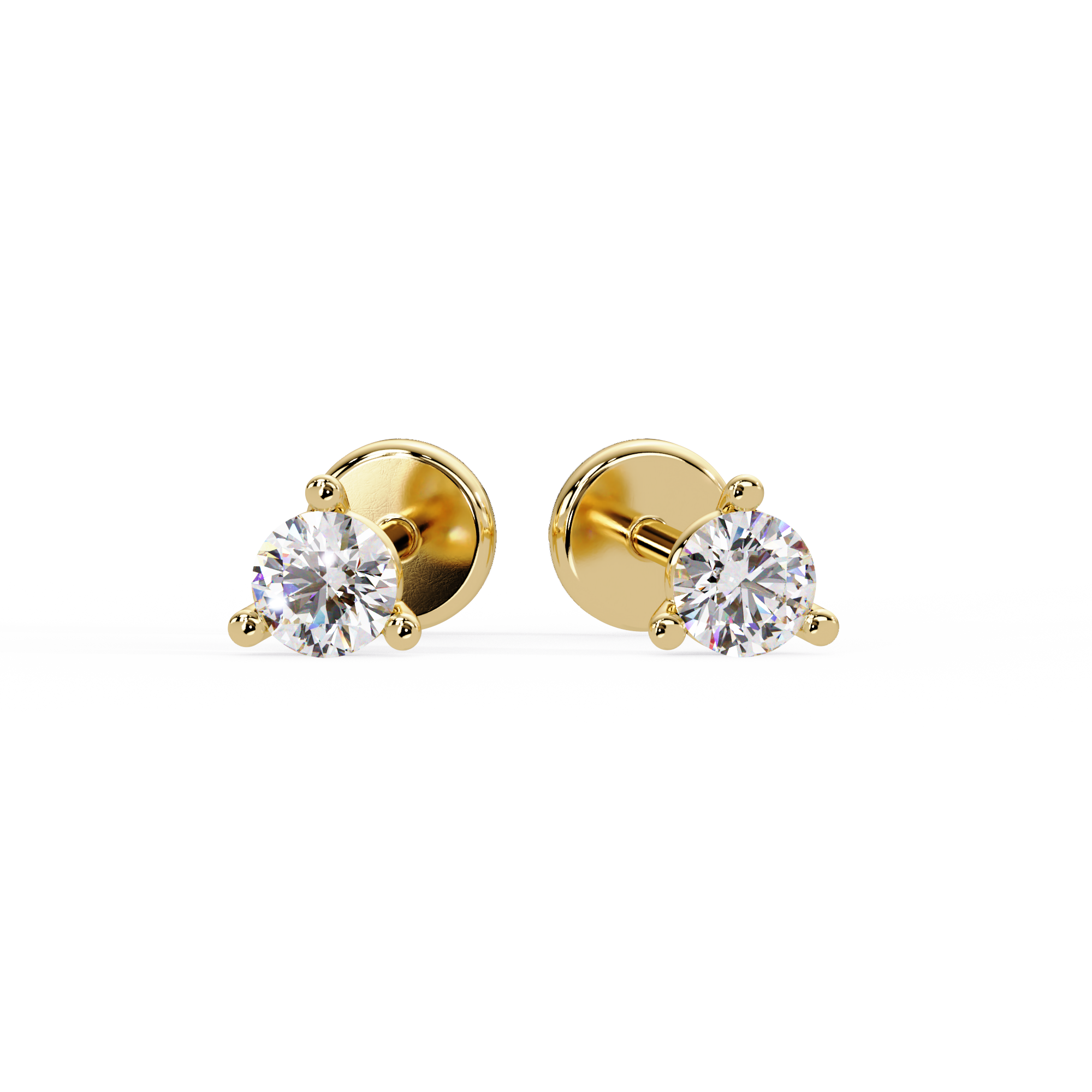 Round Cut Diamond Half Hoop Earrings | 14K & 18K Gold | Minimal Everyday Hoop Earrings