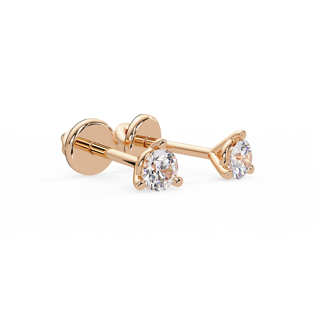 Round Cut Diamond Half Hoop Earrings | 14K & 18K Gold | Minimal Everyday Hoop Earrings